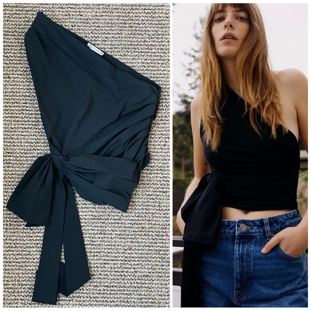 Zara Asymmetric Tied Top